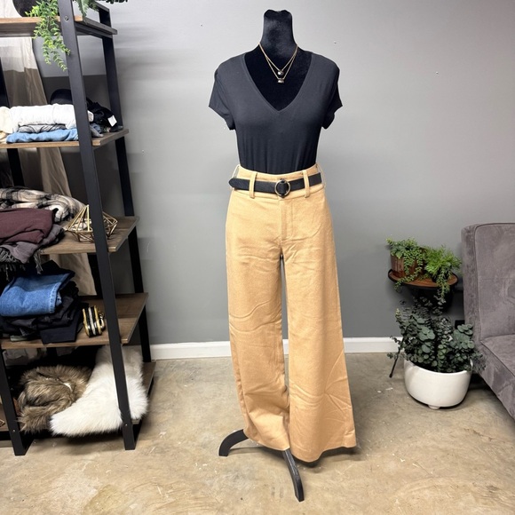 Ralph Lauren Collection baby camel wide leg slacks women's 6 high waisted - Picture 1 of 12